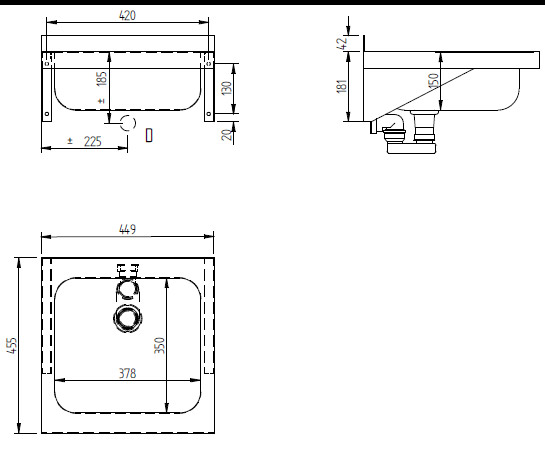 Figure - AUM 024 stainless steel washbasin