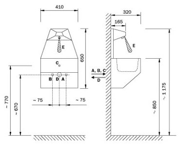 Figure - AUM 011 stainless steel sensor-controlled washbasin