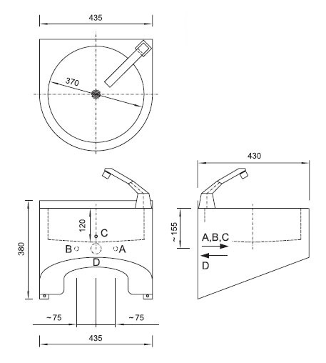 Figure - AUM 015 Wall-mounted round wash basin