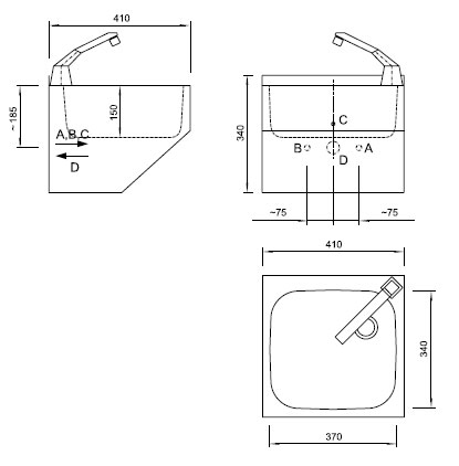 Figure - AUM 017 Wall-mounted wash basin, large sink
