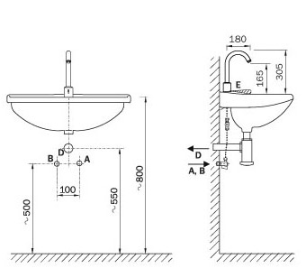 Figure - AUM 12 tap for washbasins with a rotary arm