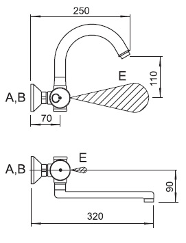Figure - AUM 14 automatic stainless steel tap