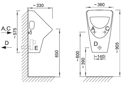 Figure - AUP 24 LIVO urinal with automatic flushing system