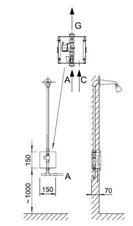 Figure - AUS 1, AUS 1P automatic subsurface shower unit - sensor- or piezo-controlled