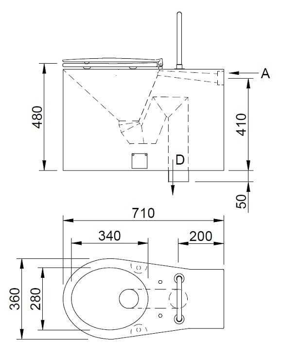 Figure - AUZ 02 INV stainless free-standing water closet for disabled people