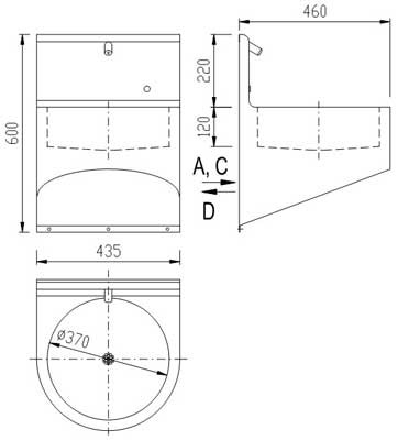 Figure - BSAU 02 vandal-proof stainless steel washbasin