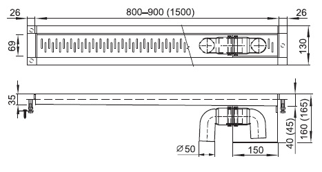 Figure - PZ 03 draining trough for tile floor
