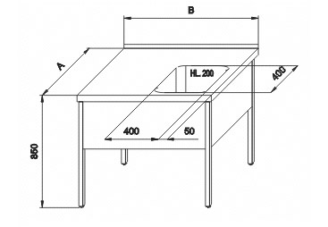 Figure - SD 02 stainless steel work table with a single sink