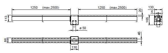 Figure - OZ 04 stainless steel floor channels with 6 mm slit, connectible