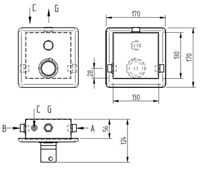 Figure - AUS 13 automatic shower armature with a mixing valve, controlled by a piezo-pushbutton