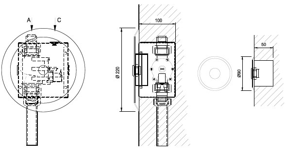 Figure - AUZ 3 INV anti-vandal pressure flushing system for handicapped