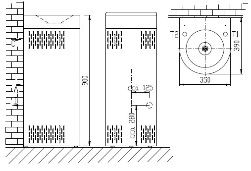 Figure - AFO 01.SC drinking fountain with cooling designed to stand and to be attached to wall