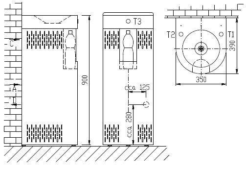 Figure - AFO 01.SCL drinking fountain with cooling and spout for filling bottles designed to stand and to be attached to wall