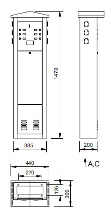 Figure - MSE2 P stainless steel columns for paid release of electricity and/or water