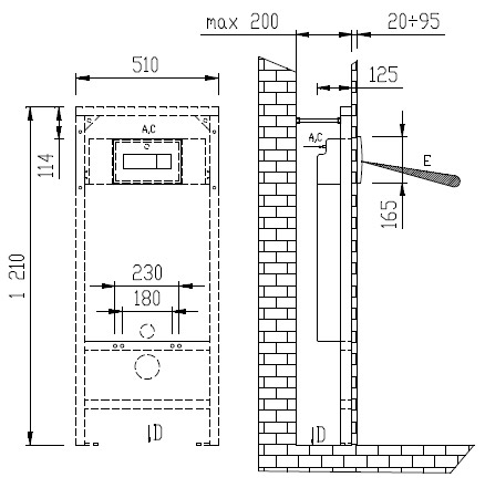 Figure - AUZ 5 - II Automatic flushing control for WC in chrome-plated cover, including the wall module