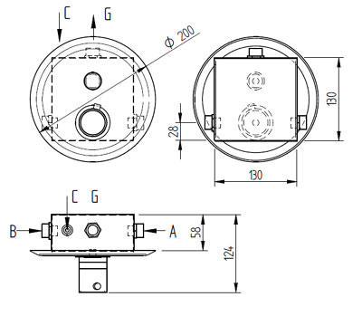 Figure - AUS 12 shower armature with mixing or thermostatic valve and piezo control