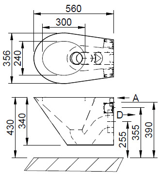 Figure - AUZ 03 stainless steel wall-mounted toilet