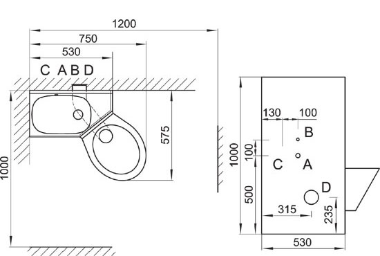 Figure - BSK 02 safety close-coupled set ? toilette and wash basin ? variant solutions